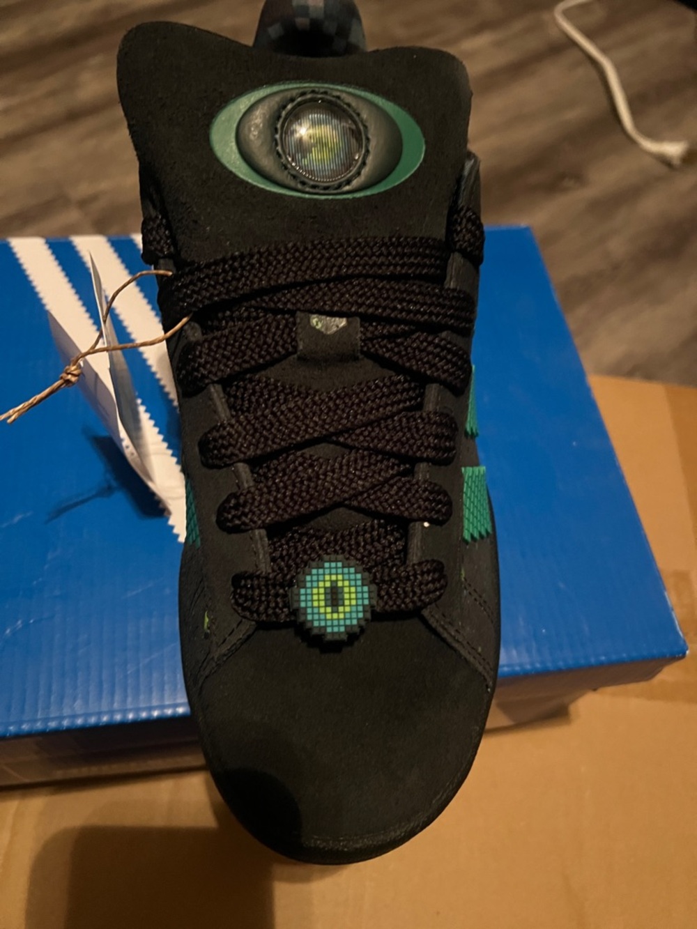 Bundle Adidas Minecraft Campus 00s J Black Green Pixel Sneakers 6.5Y  and socks - Picture 5 of 16